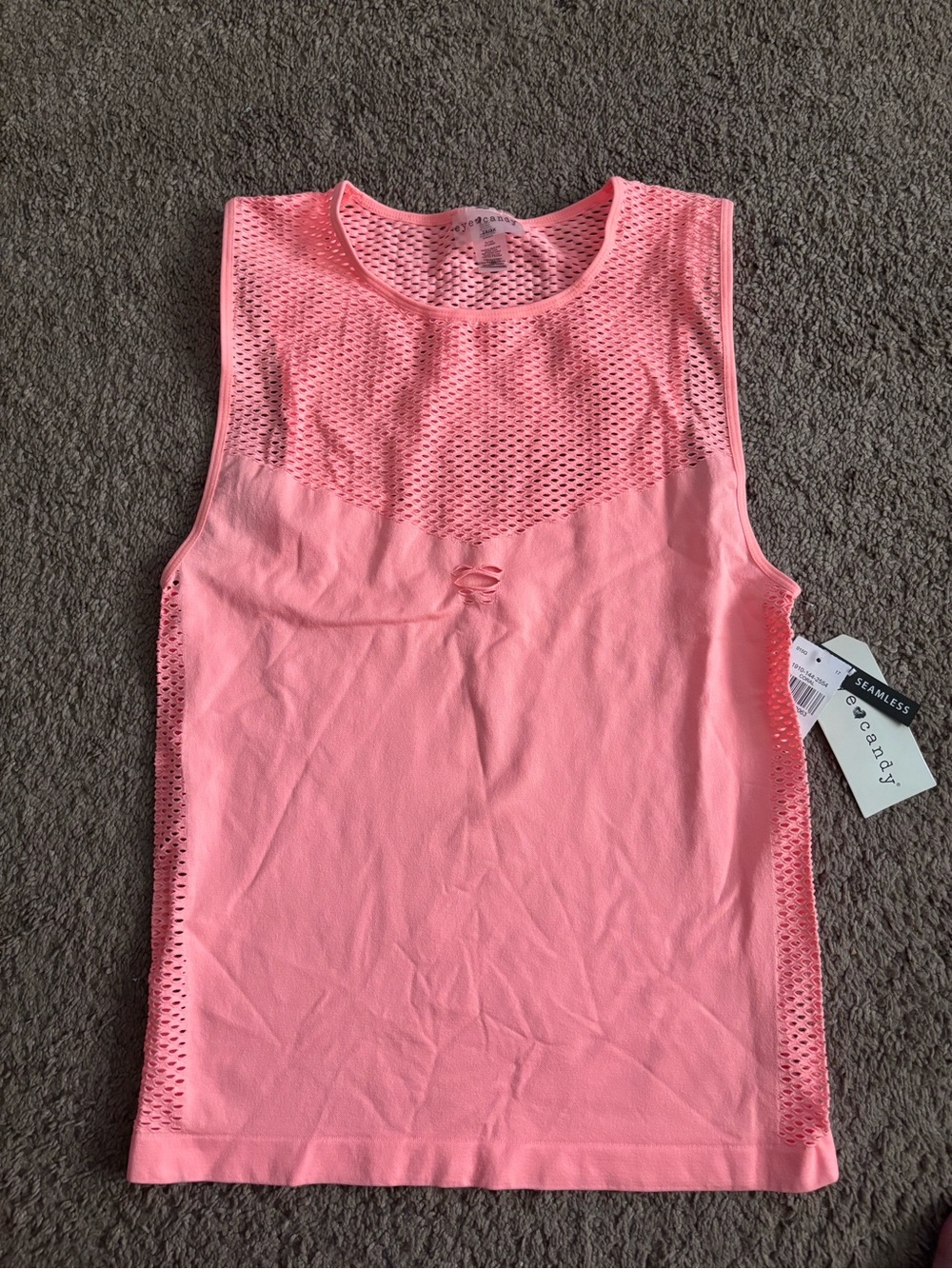 eye candy Coral Pink Mesh-Panel Athletic Tank